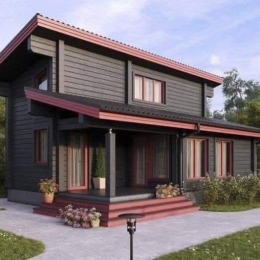 Fachada de casa revestida en madera